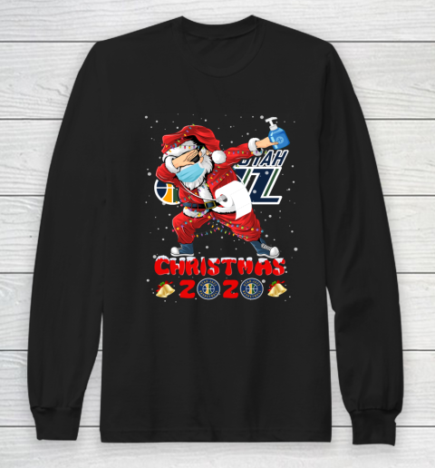 Utah Jazz Funny Santa Claus Dabbing Christmas 2020 NBA Long Sleeve T-Shirt