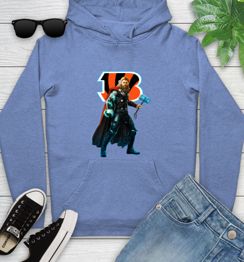 NFL Thor Avengers Endgame Football Cincinnati Bengals Youth Hoodie 12