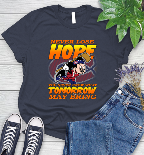 Montreal Canadiens NHL Hockey ootball Mickey Disney Never Lose Hope Women's T-Shirt 14