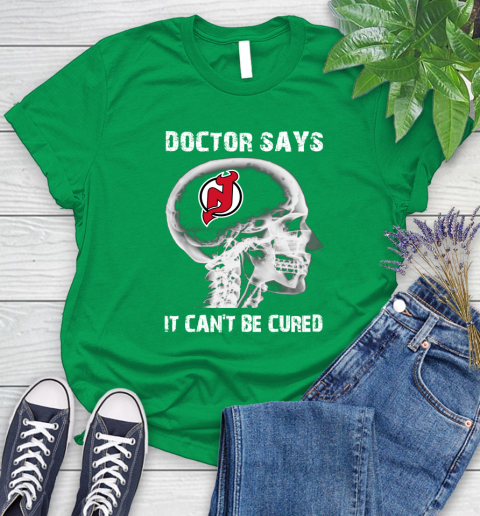 NHL New Jersey Devils Hockey Skull It Can't Be Cured Shirt Women's T-Shirt 7