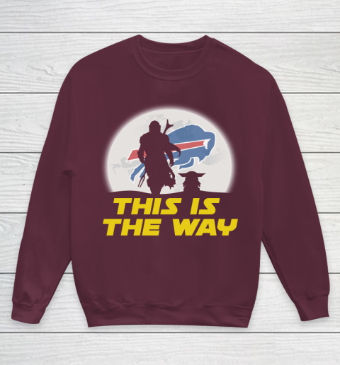 Buffalo Bills NFL Football Star Wars Yoda And Mandalorian This Is The Way Youth Sweatshirt 4