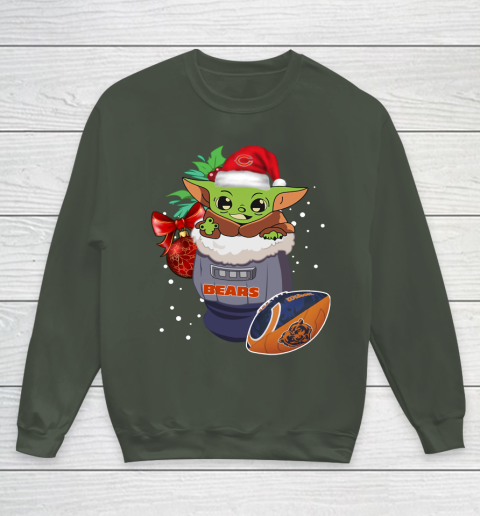 Chicago Bears Christmas Baby Yoda Star Wars Funny Happy NFL Youth Sweatshirt 10