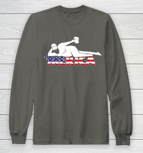 Beer Lover Funny Shirt Mens 4th Of July Merica Fat Party Funny Drinking Adult Joke Long Sleeve T-Shirt 5