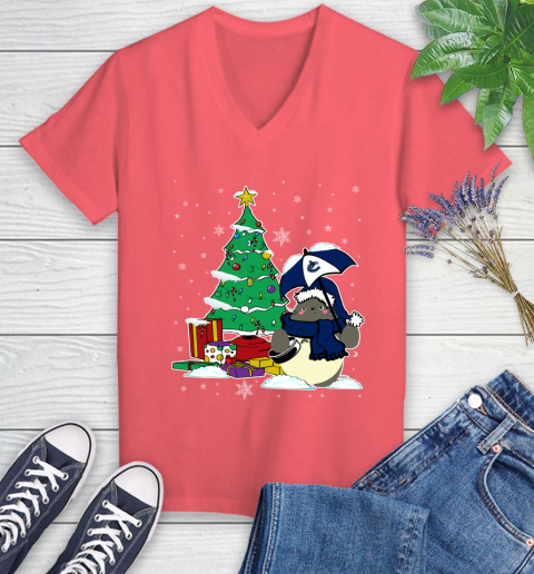 Vancouver Canucks NHL Hockey Cute Tonari No Totoro Christmas Sports Women's V-Neck T-Shirt 6