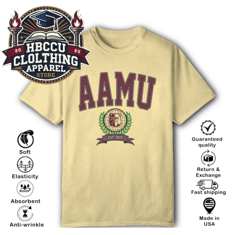 Alabama A&M Bulldog HBCU T-Shirt zmxo alabama aamp m bulldog hbcu classic t shirt 2 front yellow haze HBCU Clothing Apparel