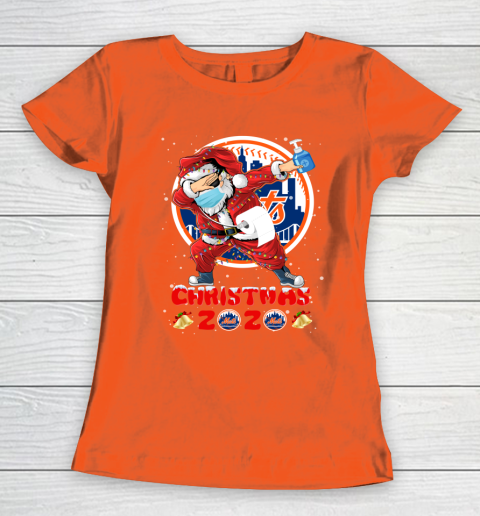 New York Mets Funny Santa Claus Dabbing Christmas 2020 MLB Women's T-Shirt 3