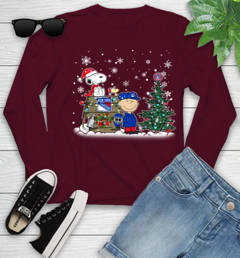 NHL New York Rangers Snoopy Charlie Brown Woodstock Christmas Stanley Cup Hockey Youth Long Sleeve 6