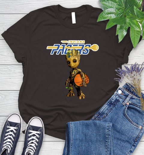Indiana Pacers NBA Basketball Groot Marvel Guardians Of The Galaxy Women's T-Shirt 8