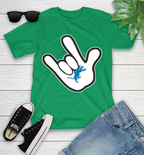 Detroit Lions NFL Football Mickey Rock Hand Disney Youth T-Shirt 6