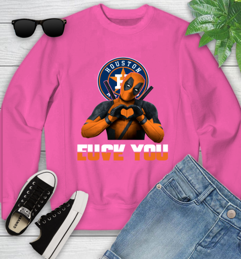 MLB Houston Astros Deadpool Love You Fuck You Baseball Sports Youth Sweatshirt 6