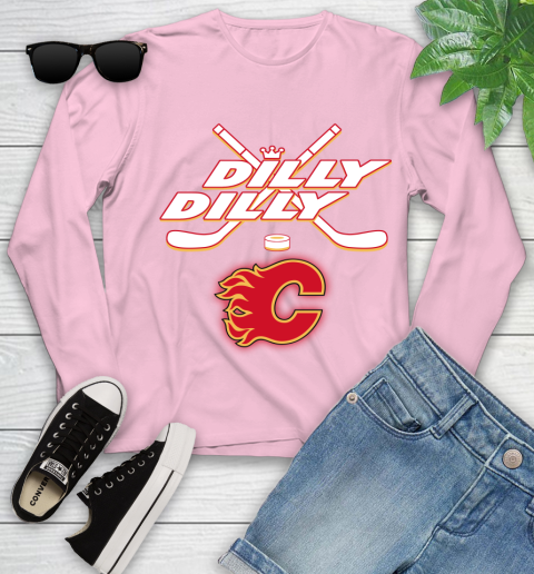 NHL Calgary Flames Dilly Dilly Hockey Sports Youth Long Sleeve 10