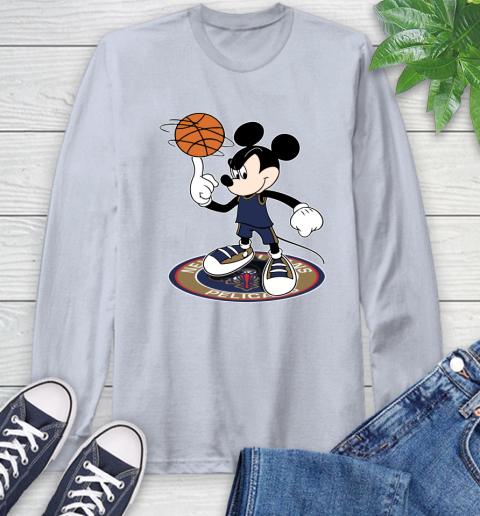 NBA Basketball New Orleans Pelicans Cheerful Mickey Disney Shirt Long Sleeve T-Shirt 6
