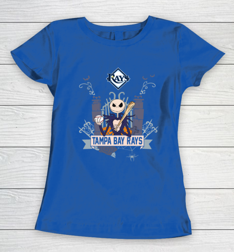 MLB Tampa Bay Rays Baseball Jack Skellington Halloween Women's T-Shirt 8