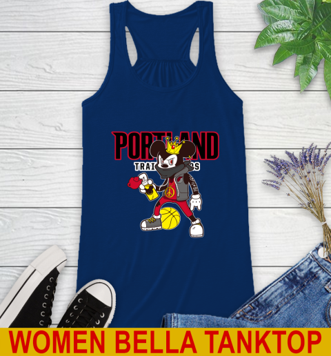 Portland Trail Blazers NBA Basketball Mickey Peace Sign Sports Racerback Tank 9