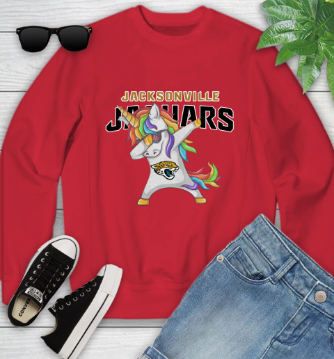 Jacksonville Jaguars NFL Football Funny Unicorn Dabbing Sports Youth Sweatshirt 9