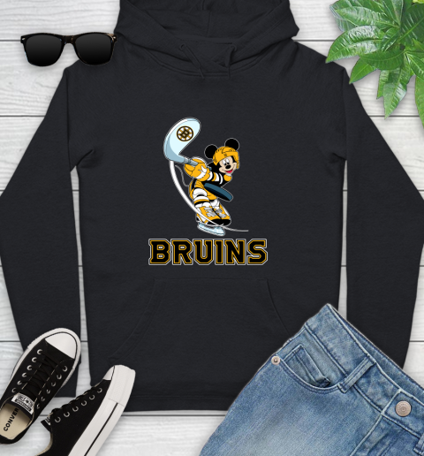 NHL Hockey Boston Bruins Cheerful Mickey Mouse Shirt Youth Hoodie
