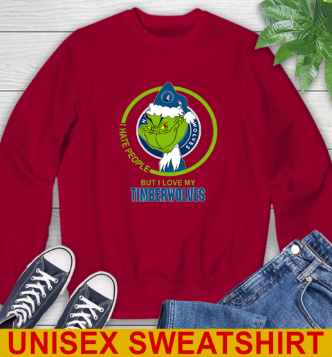 Minnesota Timberwolves NBA Christmas Grinch I Hate People But I Love My Favorite Basketball Team Sweatshirt 7