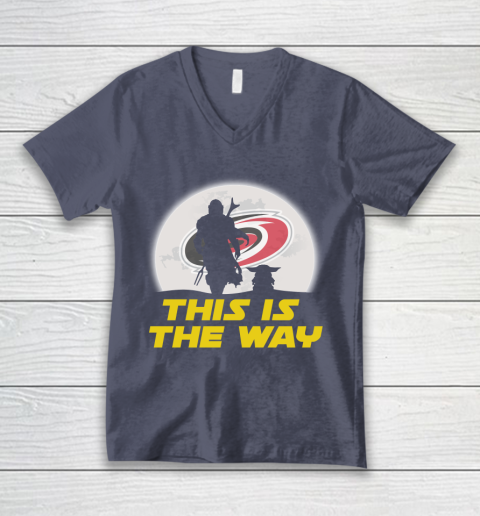 Carolina Hurricanes NHL Ice Hockey Star Wars Yoda And Mandalorian This Is The Way V-Neck T-Shirt 7