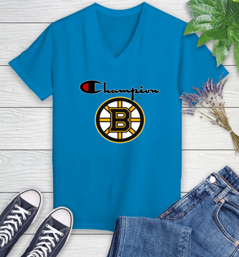 NHL Hockey Boston Bruins Champion Shirt Women's V-Neck T-Shirt 5