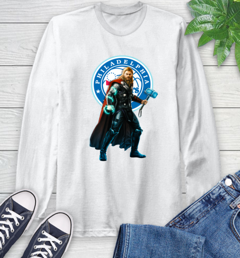 NBA Thor Avengers Endgame Basketball Philadelphia 76ers Long Sleeve T-Shirt
