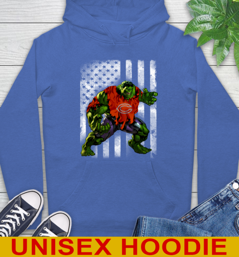 Chicago Bears Hulk Marvel Avengers NFL Football American Flag Hoodie 9