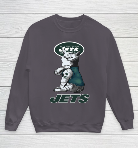 NFL Football My Cat Loves New York Jets Youth Sweatshirt 5