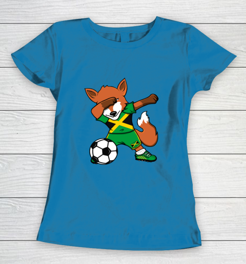 Dabbing Fox Jamaica Soccer Fans Jersey Jamaican Football Fan Women's T-Shirt 7