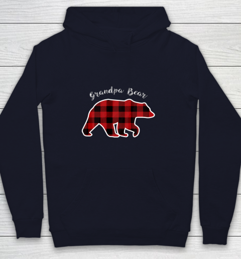 GRANDPA BEAR Men Red Plaid Christmas Pajama Family Gift Youth Hoodie 2