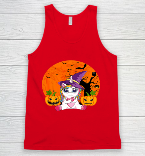 Funny Halloween Shirt Women Witchy Hat Unicorn Tank Top 4