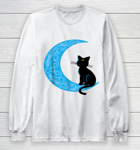 Black Cat Crescent Moon Sailor Mom Long Sleeve T-Shirt
