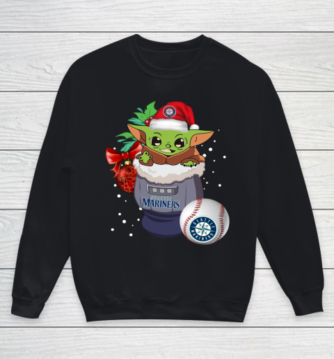 Seattle Mariners Christmas Baby Yoda Star Wars Funny Happy MLB Youth Sweatshirt
