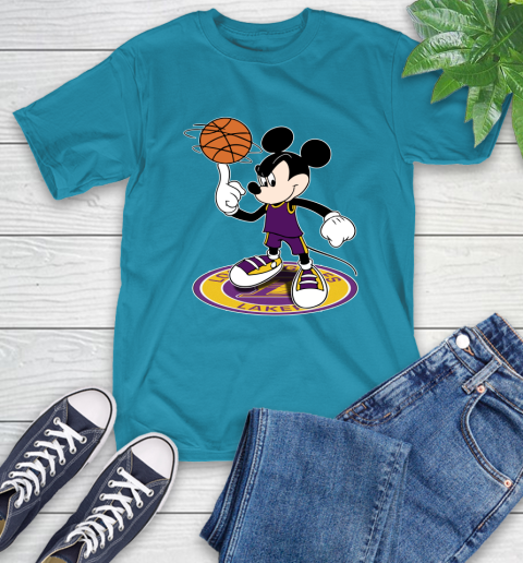 NBA Basketball Los Angeles Lakers Cheerful Mickey Disney Shirt T-Shirt 9