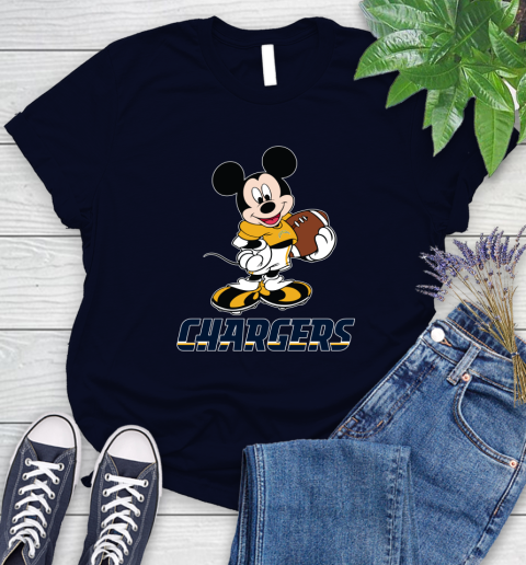 NFL Football Los Angeles Chargers Cheerful Mickey Mouse Shirt Women's T-Shirt 3