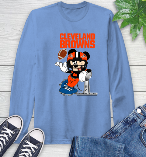 NFL Cleveland Browns Mickey Mouse Disney Super Bowl Football T Shirt Long Sleeve T-Shirt 11