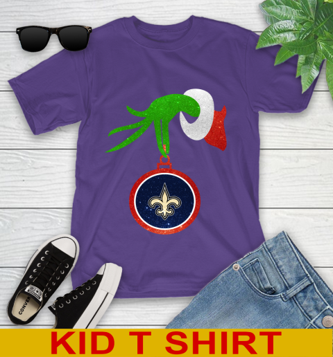 New Orleans Saints Grinch Merry Christmas NFL Football Youth T-Shirt 4