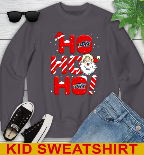 Utah Jazz NBA Basketball Ho Ho Ho Santa Claus Merry Christmas Shirt Youth Sweatshirt 5