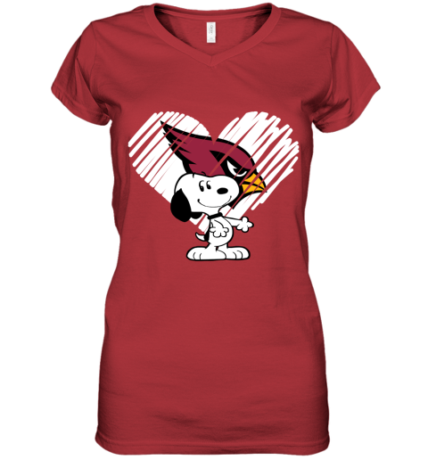 plv8 happy christmas with arizona cardinals snoopy women v neck t shirt 39 front red