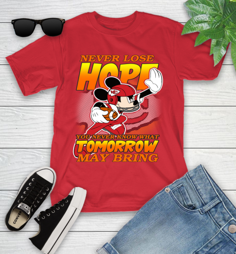Kansas City Chiefs NFL Football Mickey Disney Never Lose Hope Youth T-Shirt 13