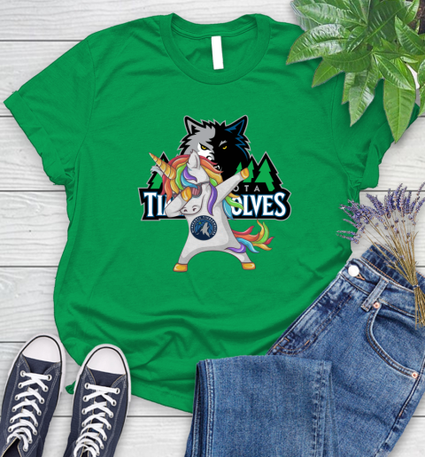 Minnesota Timberwolves NBA Basketball Funny Unicorn Dabbing Sports Women's T-Shirt 6