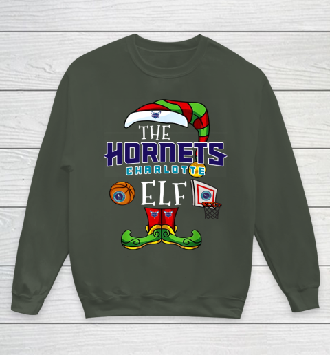 Charlotte Hornets Christmas ELF Funny NBA Youth Sweatshirt 8