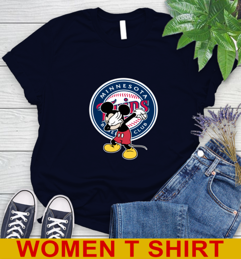 Minnesota Twins MLB Baseball Dabbing Mickey Disney Sports Women's T-Shirt 3