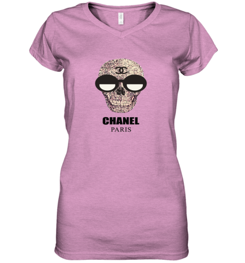 Chanel Fashion Skull Logo Women's V-Neck T-Shirt
