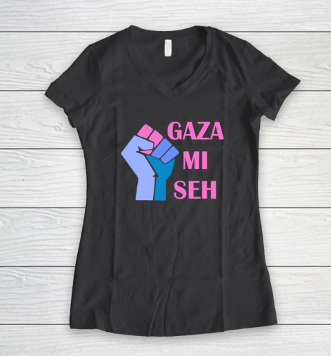 Gaza Mi Seh Palestine Women's V-Neck T-Shirt 4