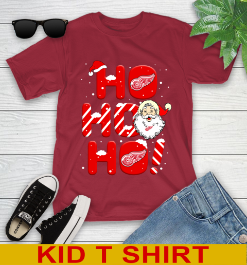 Detroit Red Wings NHL Hockey Ho Ho Ho Santa Claus Merry Christmas Shirt Youth T-Shirt 12
