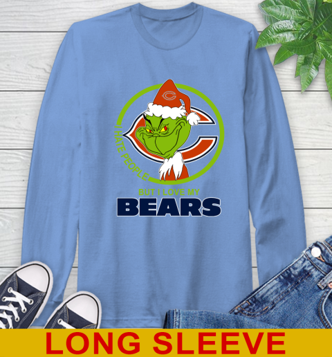 Chicago Bears NFL Christmas Grinch I Hate People But I Love My Favorite Football Team Long Sleeve T-Shirt 11