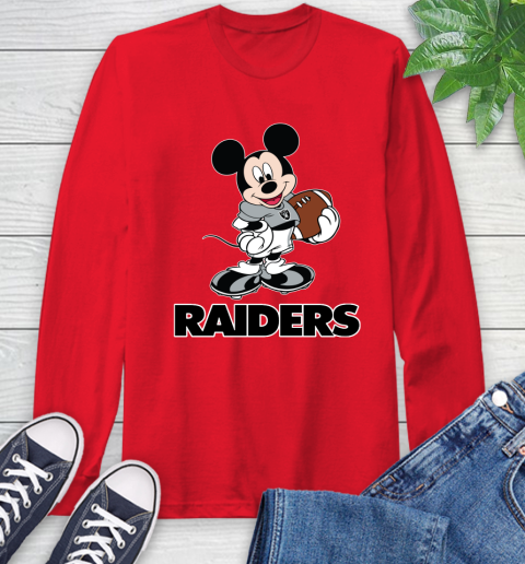NFL Football Oakland Raiders Cheerful Mickey Mouse Shirt Long Sleeve T-Shirt 11