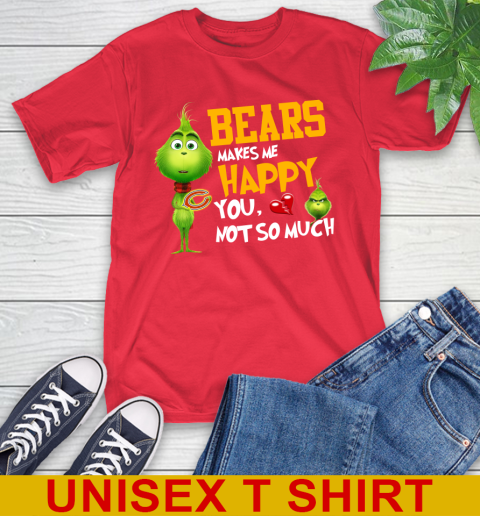NFL Chicago Bears Makes Me Happy You Not So Much Grinch Football Sports T-Shirt 12