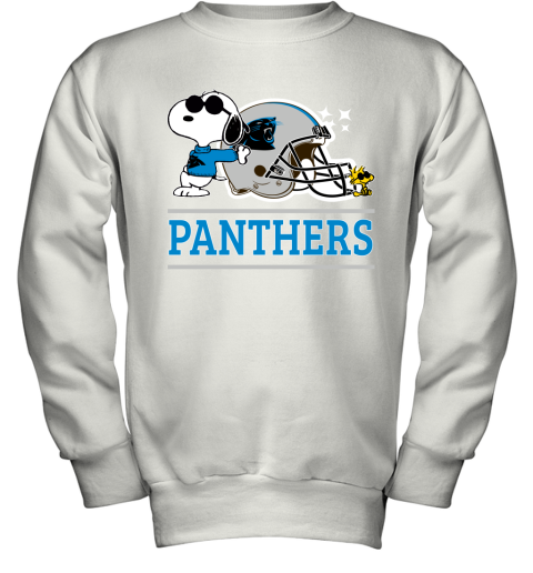 The Carolia Panthers Joe Cool And Woodstock Snoopy Mashup Youth Sweatshirt