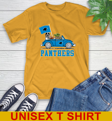 NFL Football Carolina Panthers Darth Vader Baby Yoda Driving Star Wars Shirt T-Shirt 3