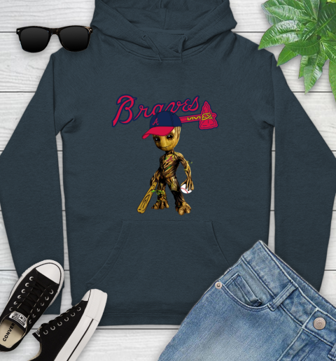 MLB Atlanta Braves Groot Guardians Of The Galaxy Baseball Youth Hoodie 8